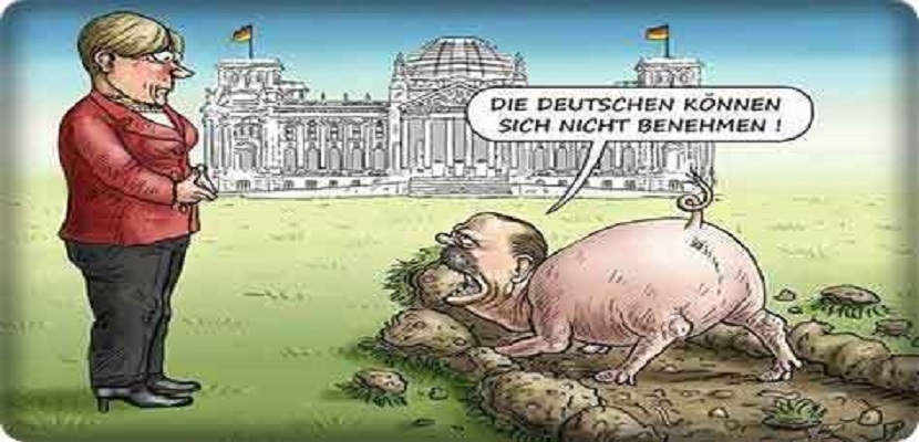 كاريكاتور تم نشره في صخيفة المانية بمناسبة مرور عام على محاولة الانقلاب على أردوغان