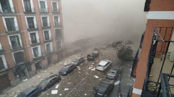 انفجار هائل وسط العاصمة الاسبانية مدريد، فيديو