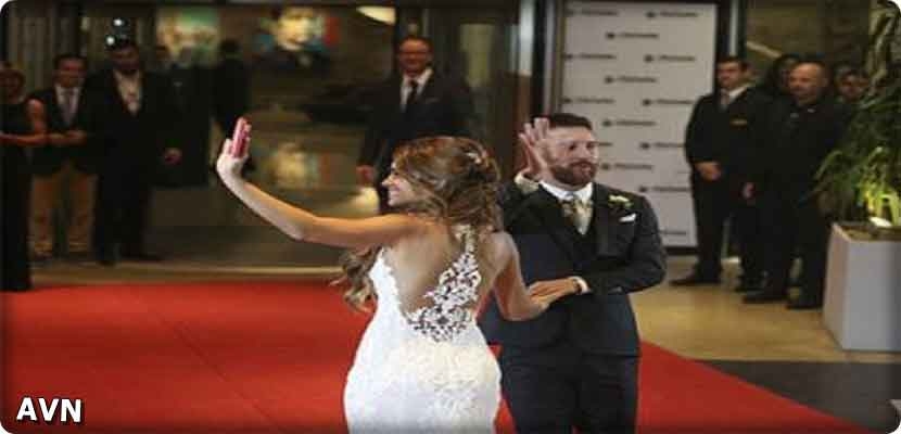 صورة من  زفاف نجم المنتخب الأرجنتيني ليونيل ميسي وأنطونيلا روكوتزو