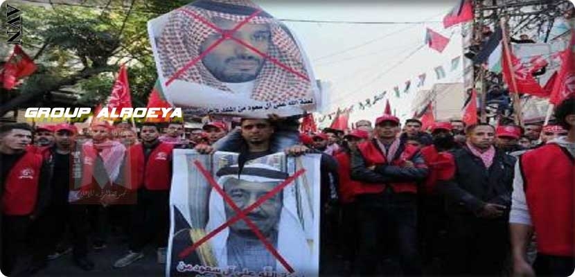 الهتافات المُضادّة الغاضبة ضِد القِيادة السعوديّة كانت في مُظاهرات فلسطين والأردن.
