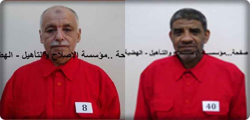 صور لرموز من النظام الليبي السابق وهم يرتدون البدلة الحمراء الخاصة بالمحكومين بالإعدام