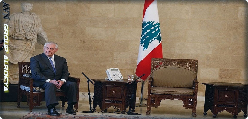 وزير الخارجية الأمريكية، ريكس تيلرسون في الانتظار في القصر الرئاسي اللبناني 