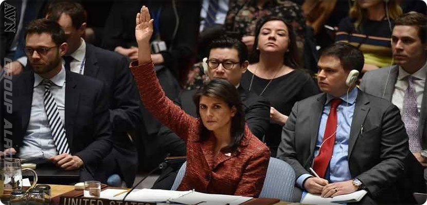 مندوبة الولايات المتحدة لدى الأمم المتحدة نيكي هايلي تعهدت باستخدام حق النقض (فيتو) ضد مشروع القرار